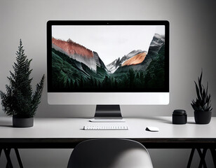 Computer Desktop Screen Mockup Illustration Created with Generative AI