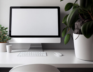 Computer Desktop Screen Mockup Illustration Created with Generative AI