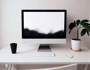 Computer Desktop Screen Mockup Illustration Created with Generative AI