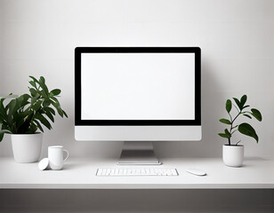 Computer Desktop Screen Mockup Illustration Created with Generative AI