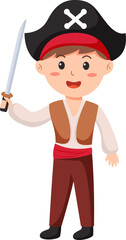 Halloween character kid cartoon in Halloween pirate costume