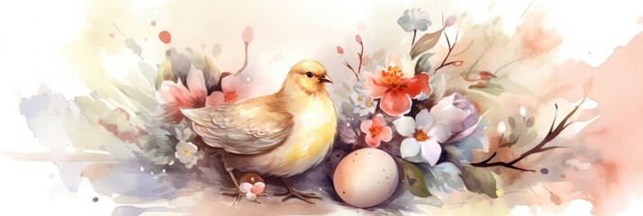 Capture the Spirit of Easter with a Beautiful Easter Watercolor Painting Wallpaper : A Vibrant and Artistic Design Perfect for Wallpapers, Greeting Cards, and Decorations Generative AI
