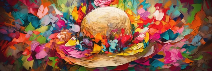 Brighten Up Your Easter: A Beautiful Artistic Colorful and Adorable Designer Easter Bonnet Abstract Art Wallpaper Perfect for Wallpaper, Cards, and Decorations Generative AI