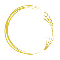 金色の稲穂の丸いフレームのベクターイラスト