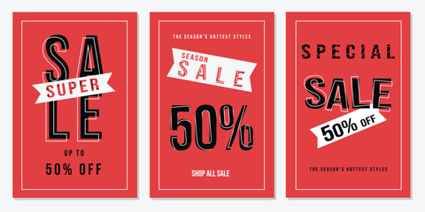 Sale banners, labels, cover, wallpaper, background, tags and stickers for sale promotion.