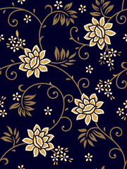 seamless traditional flowers design pattern print