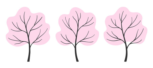 Illustrations of blooming cherry trees