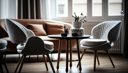 Fototapeta na wymiar living room with stylish chairs. Generative AI