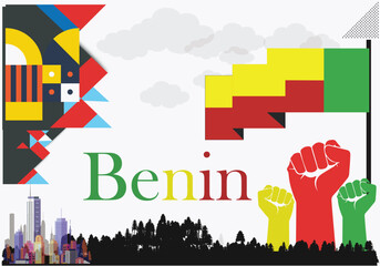 benin Flag and National or Independence day design for benin flag. Modern retro red green star traditional abstract icons. Vector illustration.
 - obrazy, fototapety, plakaty