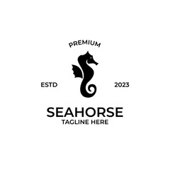 Flat seahorse logo design vector illustration idea