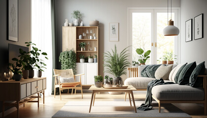 home with modern furniture and interior. Generative AI