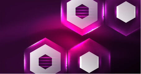 Abstract background neon hexagon vector illustration