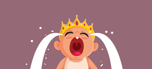 Hungry Baby Crying Receiving a Milk Bottle Vector Cartoon. Child having a temper tantrum behaving like a brat
