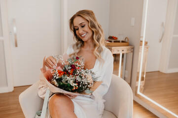 beautiful woman getting ready for her wedding