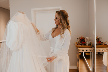 beautiful woman getting ready for her wedding