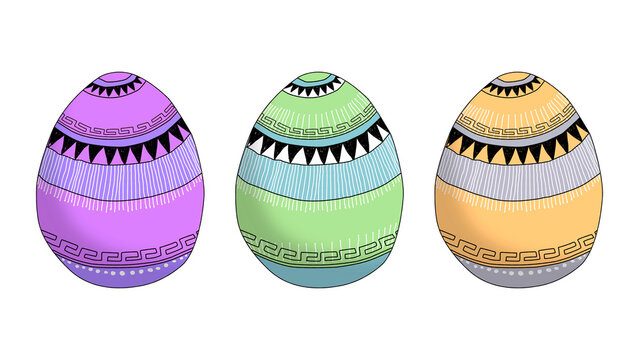 Frohe Ostern und Ostereier in bunten Farben, f&uuml;r die Feiertage und Gru&szlig;karte