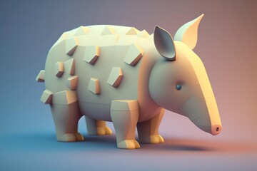 3D Aardvark Avatar with Exquisite Detailing and Soft Pastel Coloring in Cartoon Style - obrazy, fototapety, plakaty