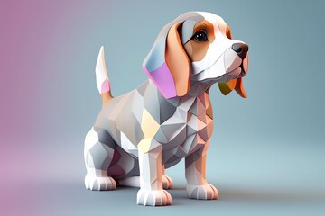 3D Beagle Avatar with Exquisite Detailing and Soft Pastel Coloring in Cartoon Style - obrazy, fototapety, plakaty