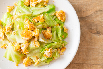 homemade stir-fried cabbage with egg