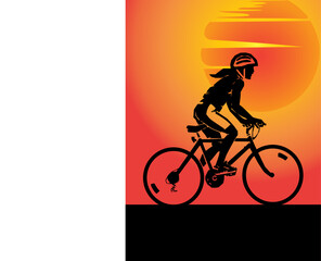 illustration silhouette bike rider vector design
