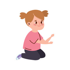 happy little blond girl