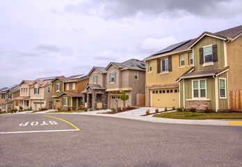 Row of Suburban homes in California