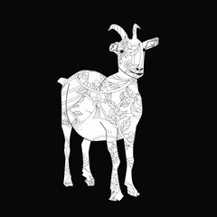 A goat with a pattern on it is standing Appropriate for the animal coloring pages