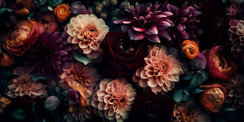 Dreaming flower world background, digital illustration, generated by AI