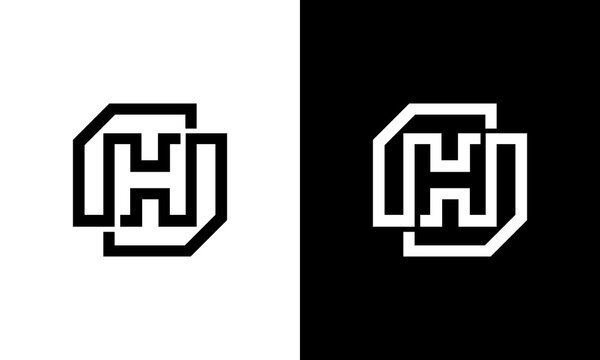  letter symbol H line art box minimalist modern logo