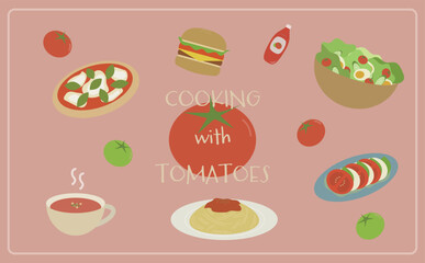 トマト料理のイラスト