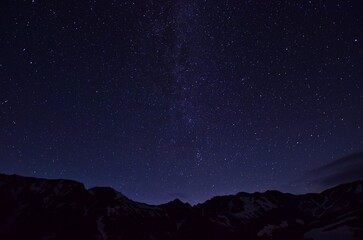 満天の夜空　北アルプス 立山連峰