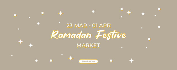 Fototapeta na wymiar Ramadan lettering banner ads design with simple style