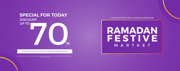 Ramadan banner sale graphic design with modern, simple, space style