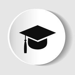 University icon. Student's hat pinpoint. College nearby. Vector illustration