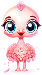 Sweet & Adorable Cute Baby Flamingo Cartoon Character Generative AI Digital Illustration Part#180323