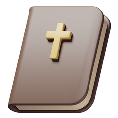 Holy bible and cross 3d transparent background.
