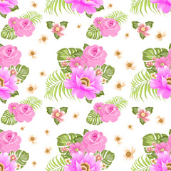 seamless pattern with Roses vector  on a transparency background