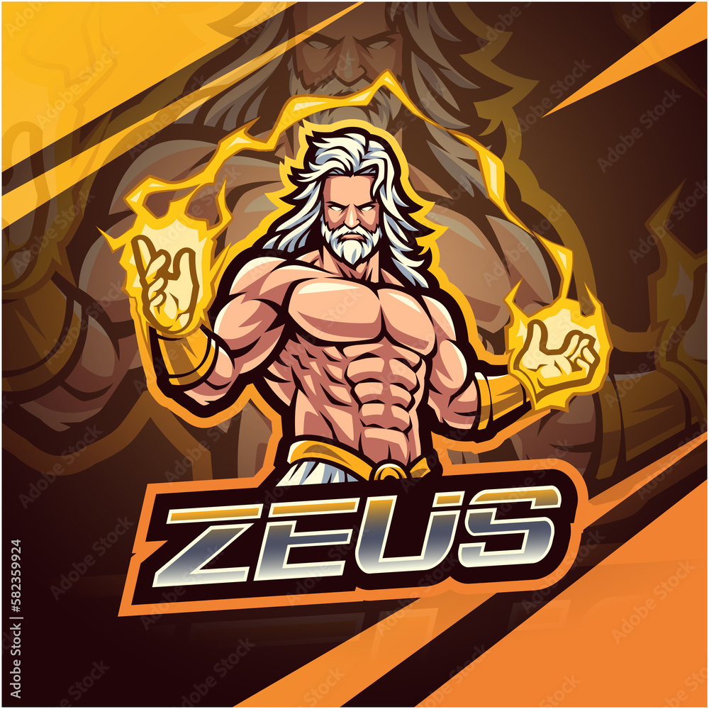 Poster Zeus esport mascot logo design