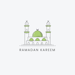 minimalist ramadan kareem greetings green mosque design islamic logo