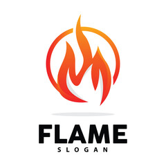 Red Flame Logo, Burning Heat Fire Vector, Fire Logo Template Icon Design