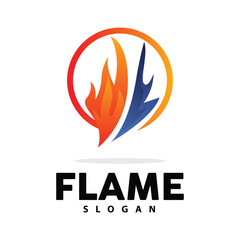 Red Flame Logo, Burning Heat Fire Vector, Fire Logo Template Icon Design