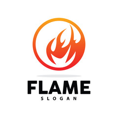 Red Flame Logo, Burning Heat Fire Vector, Fire Logo Template Icon Design