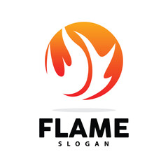 Red Flame Logo, Burning Heat Fire Vector, Fire Logo Template Icon Design