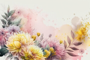 watercolour illustration pastel flowers,spring concept Generative Ai, Generative AI
