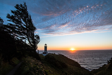 Cape Disappointment at sunset landscape