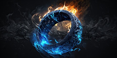 A ring of intense blue flames, Generative AI