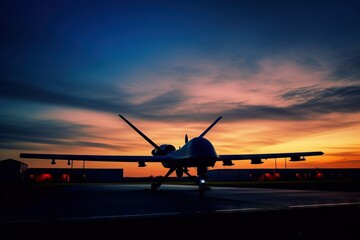 Fototapeta na wymiar Close look at the MQ-9 Reaper military UAV on the runway