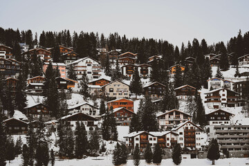 Winter houses in the Swiss mountains