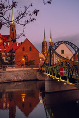 Obraz premium Bridge of Wroclaw Poland. Tumsky Island.