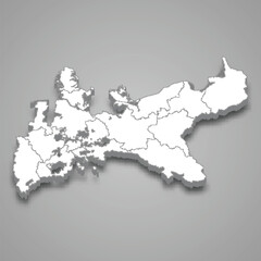 3d isometric map of Prussia isolated with shadow